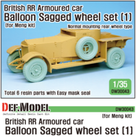 British RR Armoured car balloon Sagged Wheel set- Early ( for Meng 1/35) - Image 1