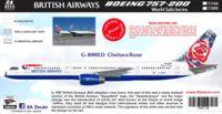 BRITISH AIRWAYS 757 WORLD TAIL  CHELSEA ROSE