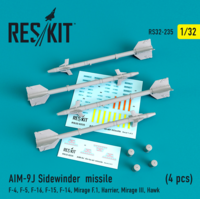 AIM-9J Sidewinder  missile 4 pcs F-4, F-5, F-16, F-15, F-14, Mirage F.1, Harrier, Mirage III, Hawk