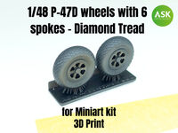 Republic P-47D wheels with 6 spokes - Diamond Tread and masks (for MiniArt kits) - Image 1