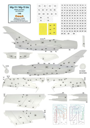 Mig-15 / Mig-15 bis - Masks for Panels (for Bronco kits) - Image 1