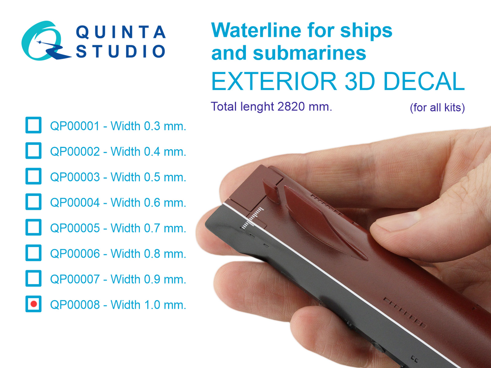 Waterline for Ships and Submarines - Width 1.0 mm / Length 2820 mm (for All Kits)